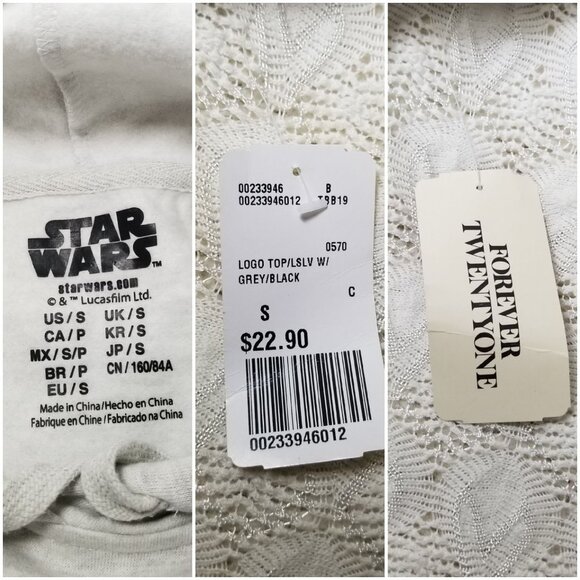NWT Forever 21 Star Wars hoodie light grey size S - Picture 7 of 7